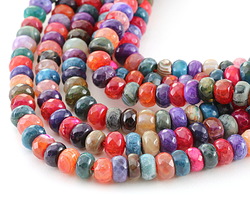 Dark Rainbow Fire Agate Faceted Rondelle 5x8mm