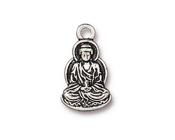TierraCast Antique Silver (plated) Buddha Charm 12x21mm
