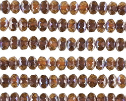 Czech Glass Root Beer w/ Silver AB Finish Fire Polished Rondelle 3x5mm