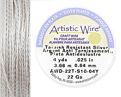 Twisted Artistic Wire Tarnish Resistant Silver 22 gauge, 4 yards