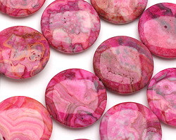 Ruby Crazy Lace Agate Puff Coin 30mm