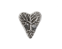 Green Girl Pewter Tree Heart Button 19x25mm
