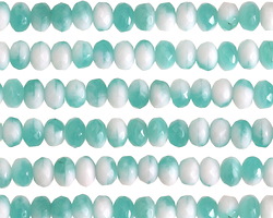 Czech Glass White Caps Fire Polished Rondelle 3x5mm