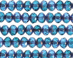 Czech Glass Bronzed Capri Blue Fire Polished Rondelle 5x7mm