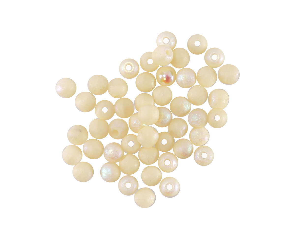 Czech Glass Textured Ivory AB Round Druk 3mm