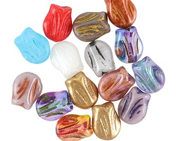 Czech Glass Bright Multi-Color Mix Tulip 9x7mm