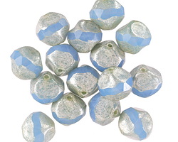 Czech Glass Blue Opal w/ Silver Chandelier Cut 8mm