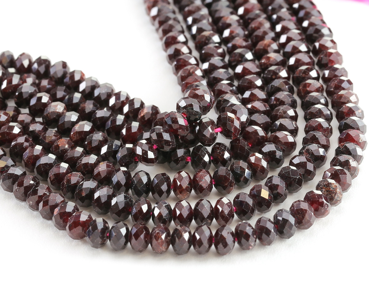 Garnet (dark) Microfaceted Rondelle 4x6mm