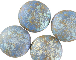 Czech Glass Laser Etched Matte Earth AB Puff Coin 20mm