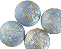 Czech Glass Laser Etched Matte Earth AB Puff Coin 20mm