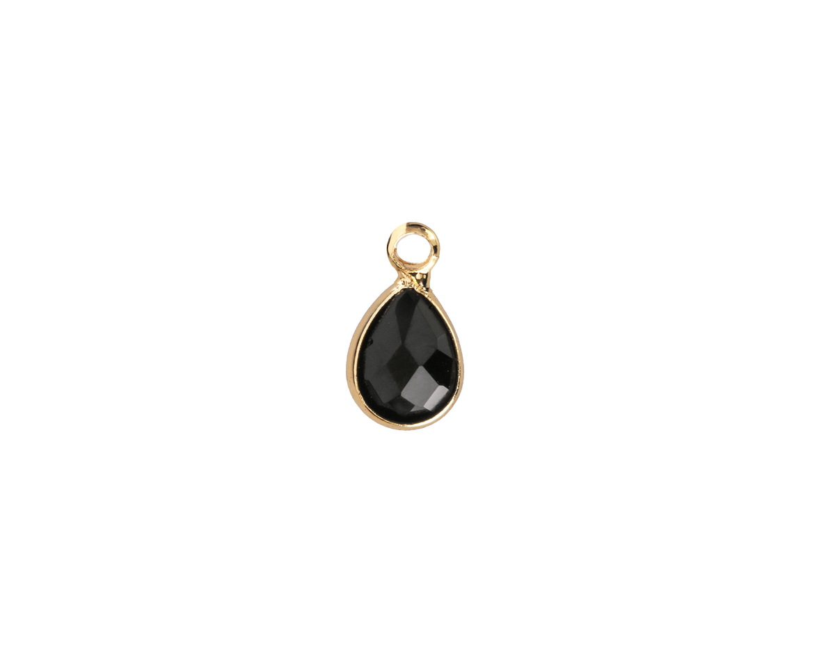 Jet Crystal Teardrop in Gold Finish Bezel 6.5x11.8mm