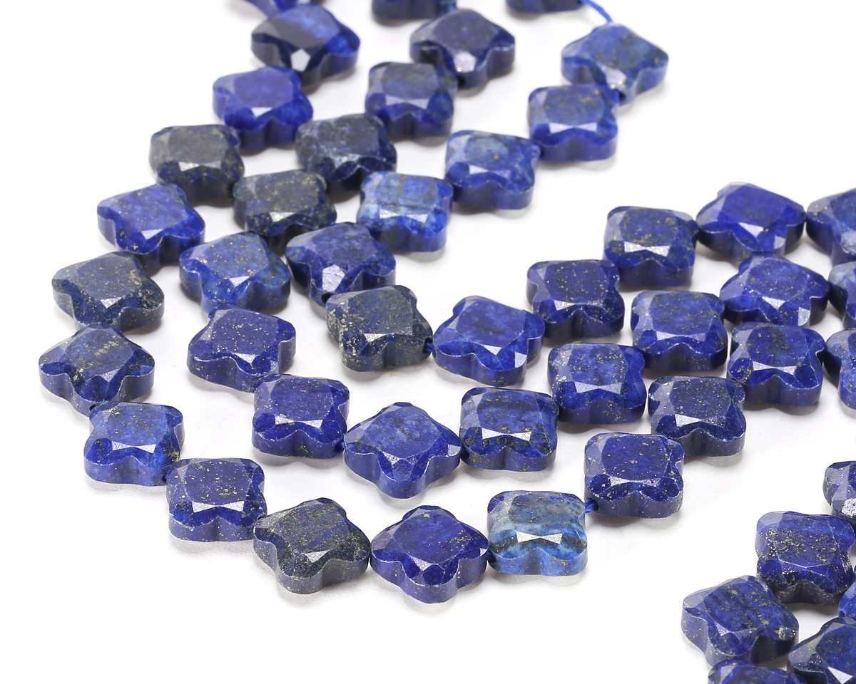 Lapis (Dyed) Faceted Quatrefoil 13mm