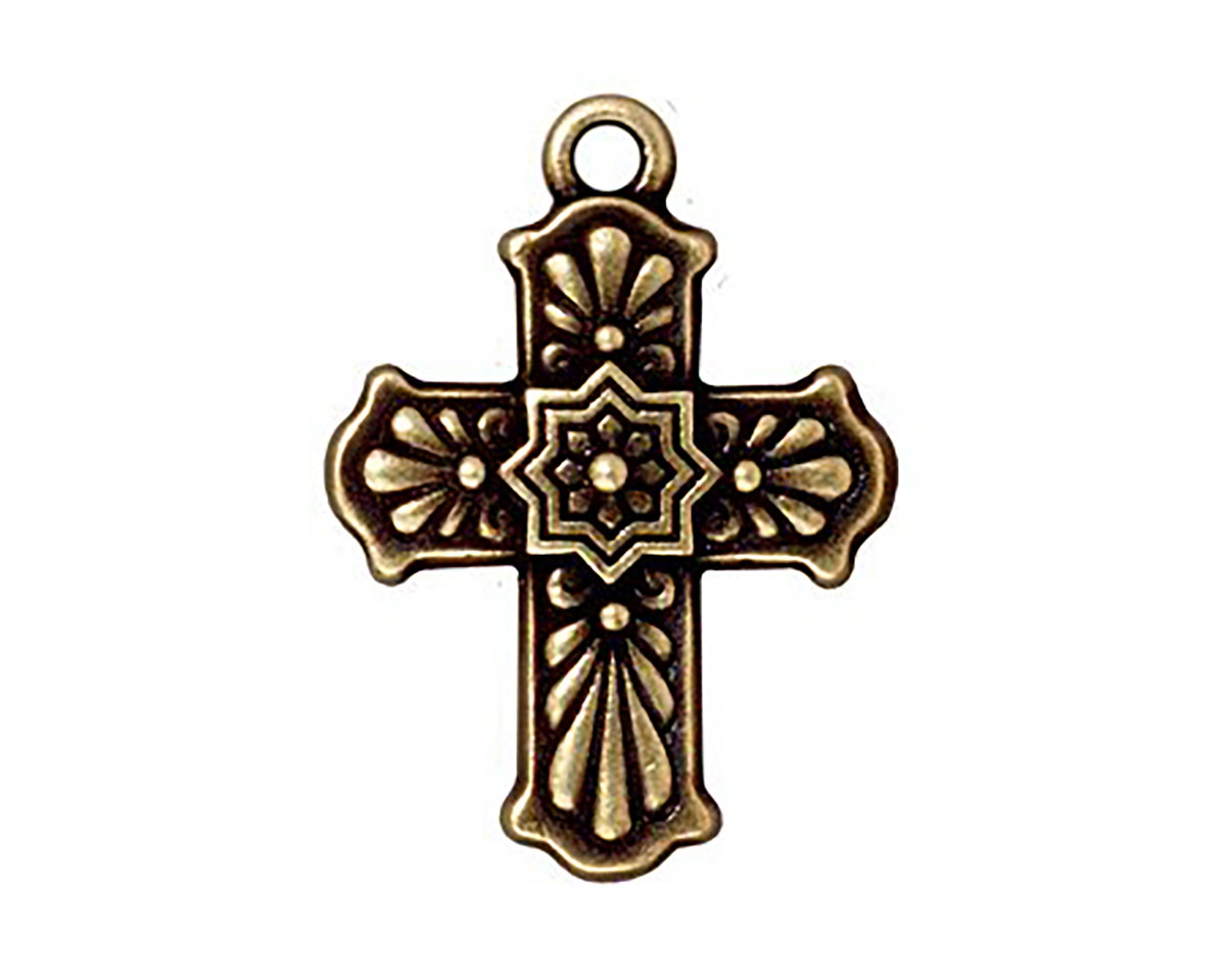TierraCast Antique Brass (plated) Talavera Cross 22x30mm