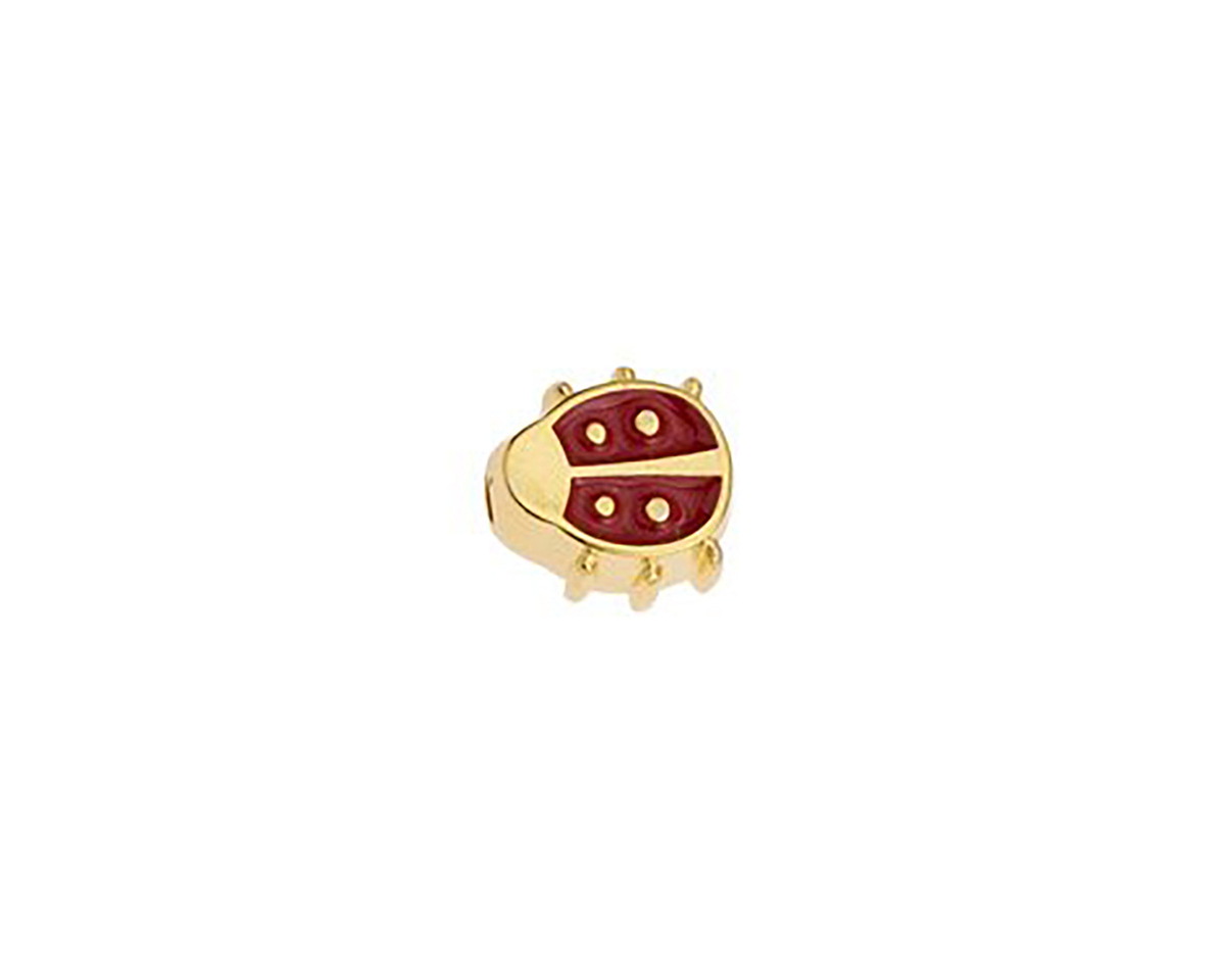 24K Gold (plated) Red Enamel Ladybug Bead 9.5mm