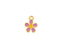 24K Gold (plated) Lilac/Yellow Enamel Daisy Focal 10.5x13.5mm