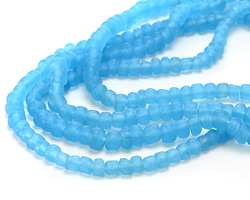 Java Glass Transparent Aquamarine Graduated Gooseberry Beads 3-6x4-6mm