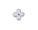 Lake Blue Rimmed w/ Sea Green Dot Porcelain Flower 15mm