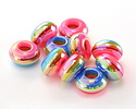 Candy Rainbow Banded Resin Large-Hole Rondelle 8x14mm