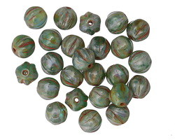 Czech Glass Jungle Green Picasso Melon Round 6mm