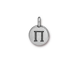 TierraCast Antique Silver (plated) Round Pi Charm 12x17mm