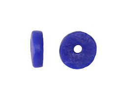 African Sand Cast Powder Glass (Krobo) Cobalt Disc Bead 13-14x4mm