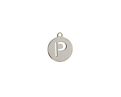 Stainless Steel Initial Coin Charm "P" 10x12mm