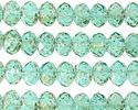 Czech Glass Island Blue w/ Gold Fire Polished Rondelle 6x9mm