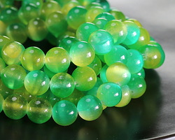 Sea Green & Yellow Dual-Tone Selenite Round 10mm