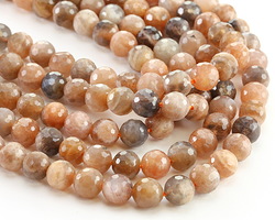 Moonstone (dark-A) Faceted Round 8mm