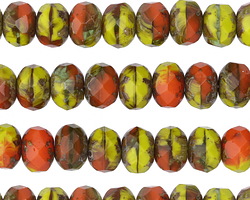 Czech Glass Chili Pepper Fire Polished Rondelle 6x9mm