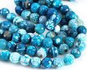 Aqua/White Fire Agate Faceted Round 10mm