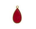 24k Gold (Plated) Transparent Ruby Red Resin Drop Focal 13x23mm