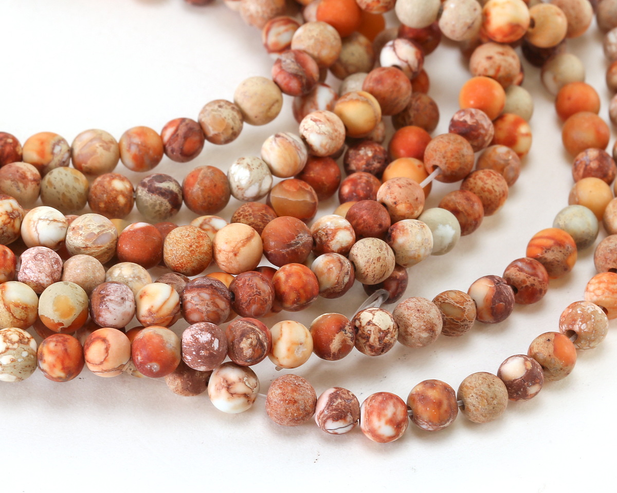 White Impression Jasper (matte) Round 4mm