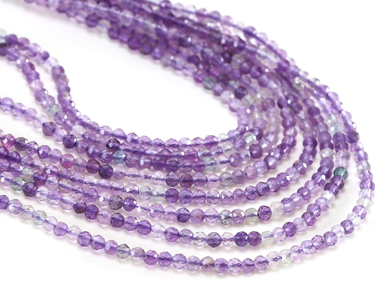 Purple Fluorite (AA) Microfaceted Round 2mm