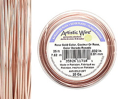 Artistic Wire Silver Plated Rose Gold 20 gauge, 25 feet