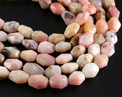 Pink Opal Faceted Nugget 10-14x9-11mm