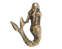 Mykonos Antique Brass (plated) Mermaid Pendant 32x47mm
