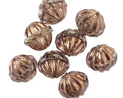 Czech Glass Bronzed Black Diamond Melon UFO 12x13mm
