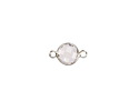 Clear Crystal Round Link in Silver Finish Bezel 14.5x8.5mm