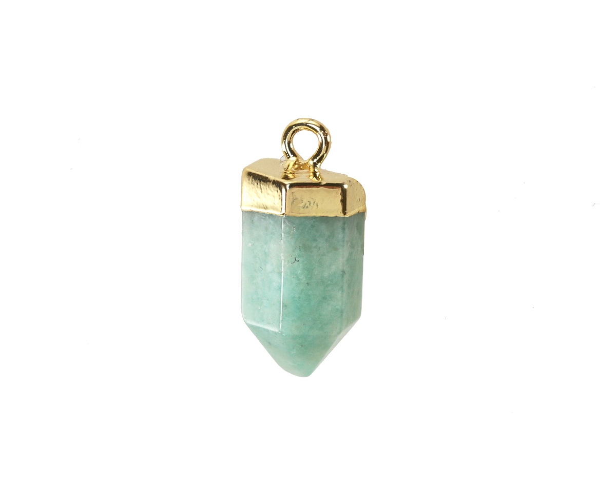 Brazilian Amazonite Point w/ Gold Finish 8x16mm