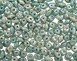 Lustered Stone Green SuperDuo 2x5mm Seed Bead