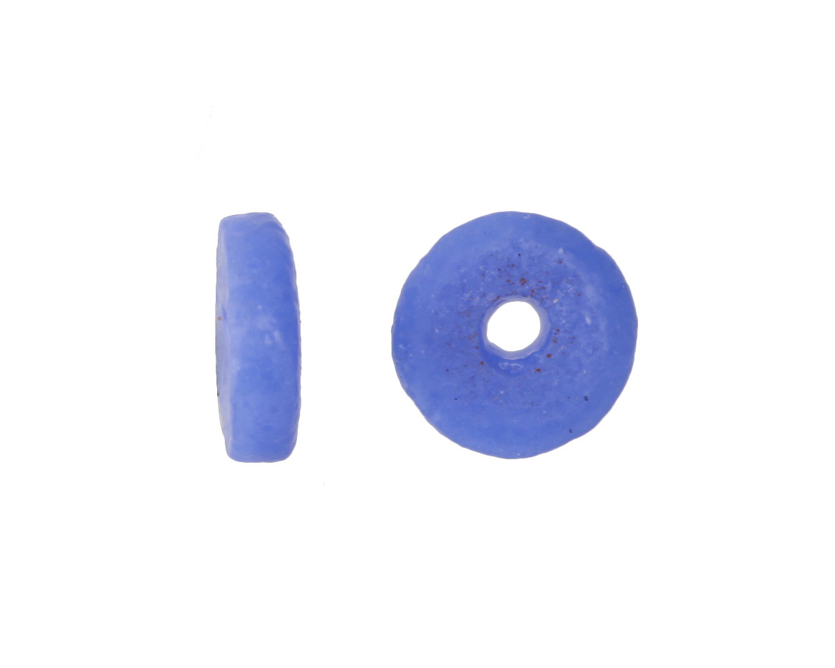 African Sand Cast Powder Glass (Krobo) Cornflower Disc Bead 13-14x4mm