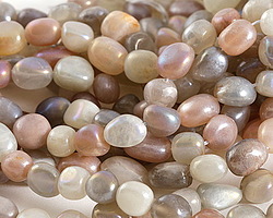 Peach Moonstone w/ AB Luster Tumbled Nugget 5-10mm Beads