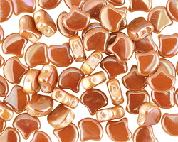 Matubo Czech Glass White Apricot 2-Hole Ginkgo Leaf 7.5mm