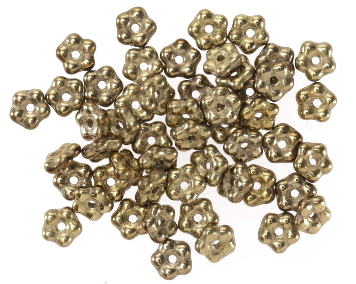 Czech Glass Antique Gold Bali Style Daisy Spacer 2x5mm