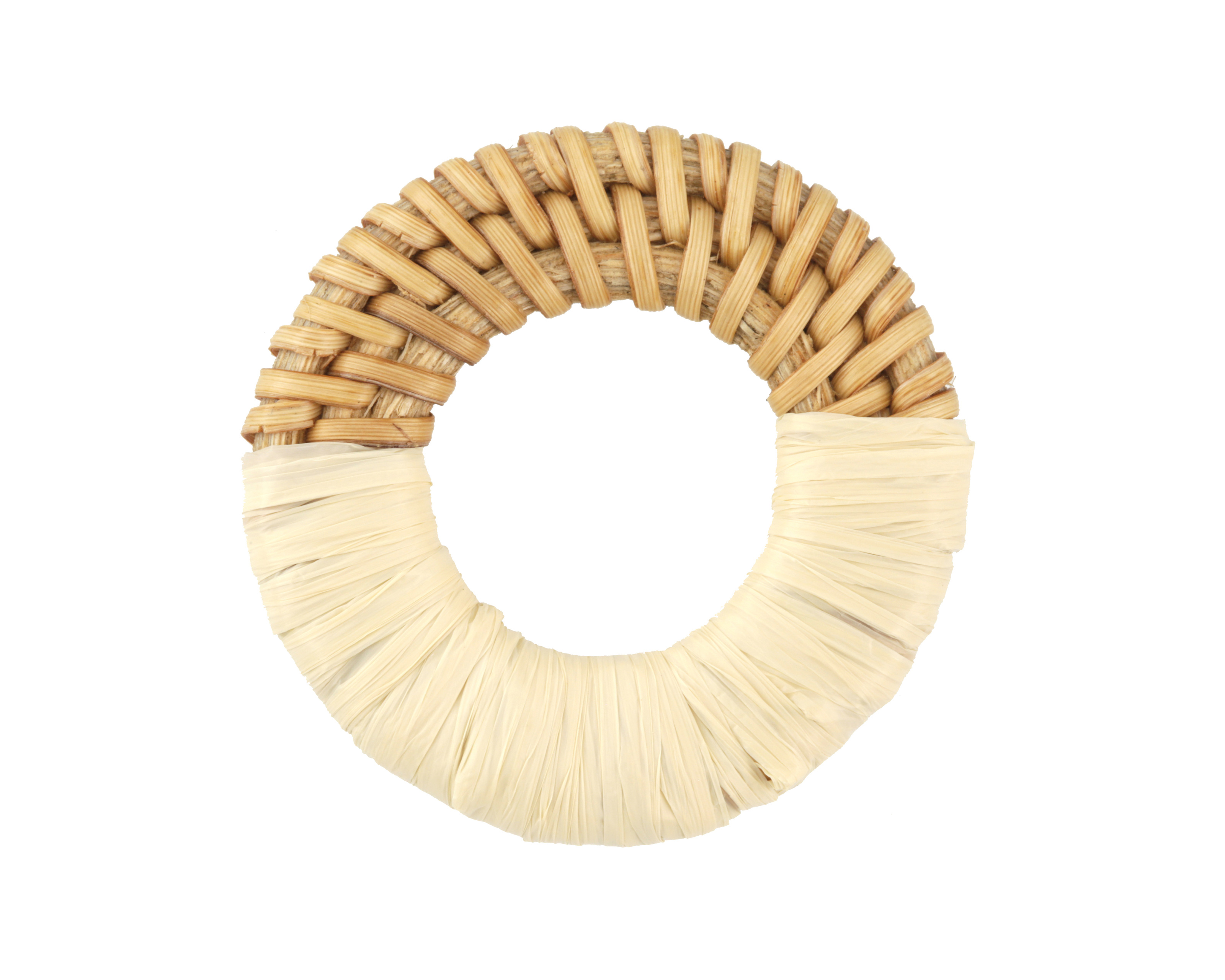 Sand Raffia Wrapped Natural Rattan-Style Woven Ring Focal 39-42mm