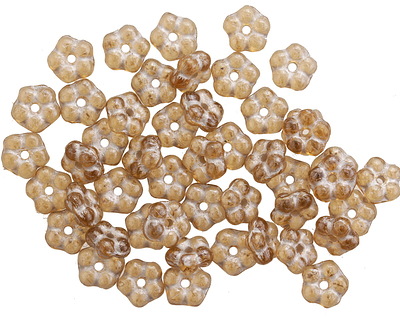 Czech Glass Light Topaz w/ Silver Bali Style Daisy Spacer 2x5mm
