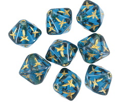 Czech Glass Capri Blue w/ Gold Starred Bicone 12mm