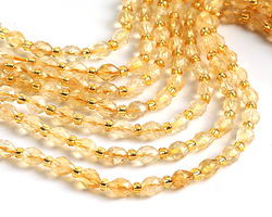 Citrine (A) Microfaceted Rice 6x4mm Beads