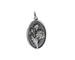 Nina Designs Sterling Silver Daisy Charm - April Birthflower 13x25mm